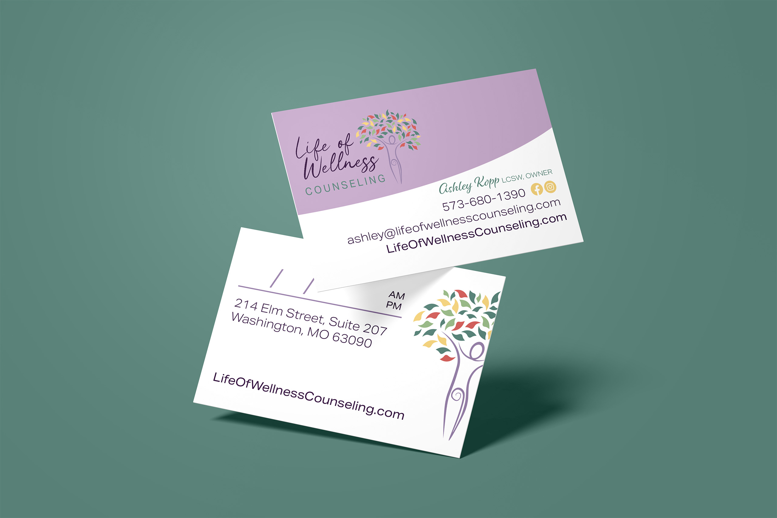 Business cards for the office as well as individual therapists were created for the Better Together Mental Health team. | Business card design Columbia, MO.